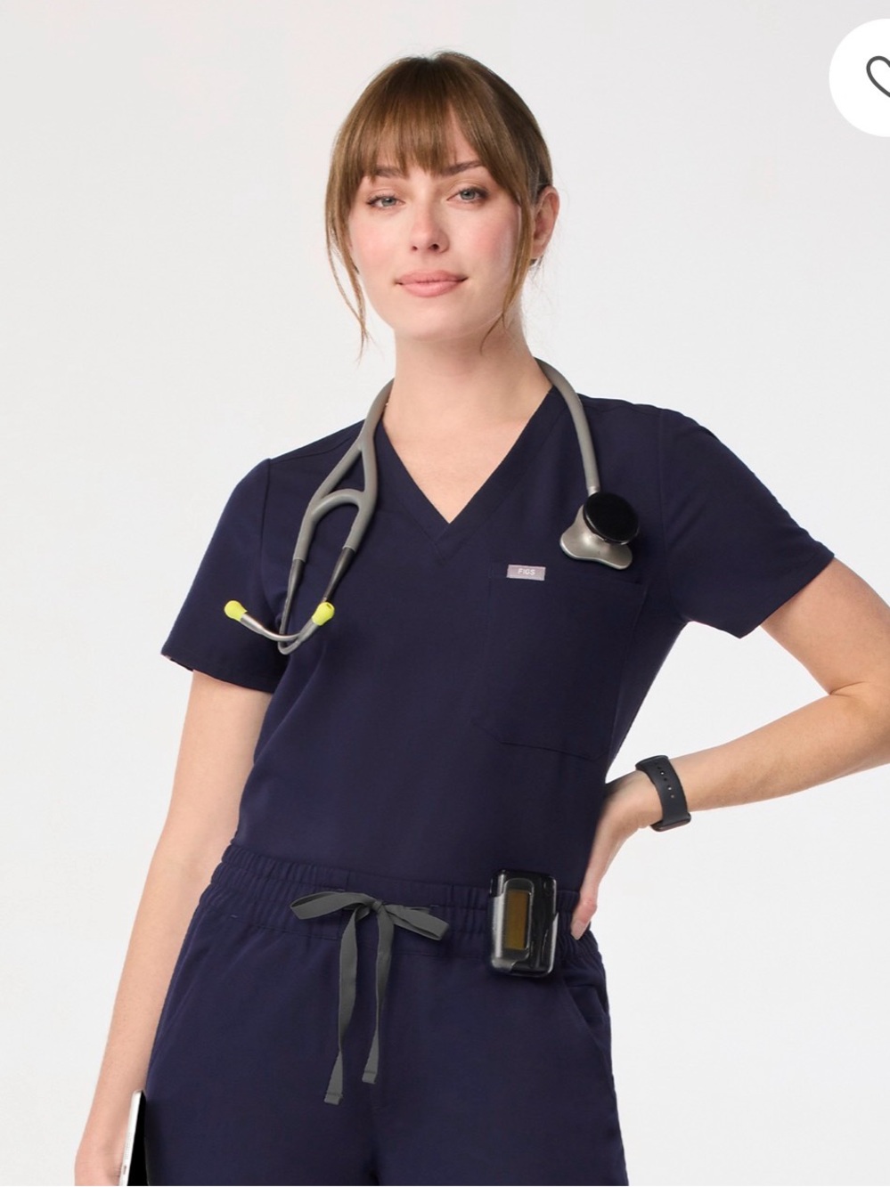 Figs Women’s Catarina Scrub Top in Navy, size XXS